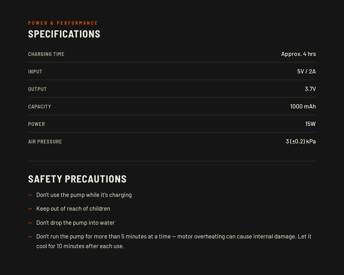 Specifications & Safety